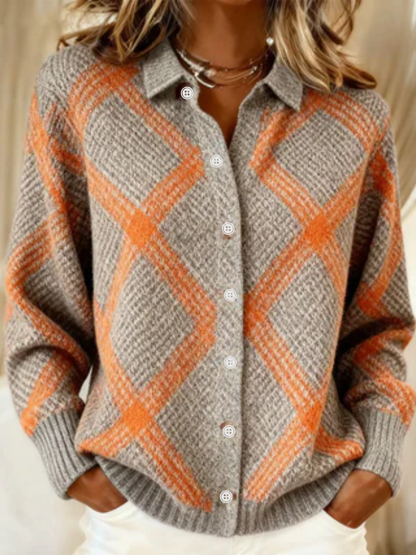 Christina™ – Blouse à carreaux en tissu de hoodie chaud et doux