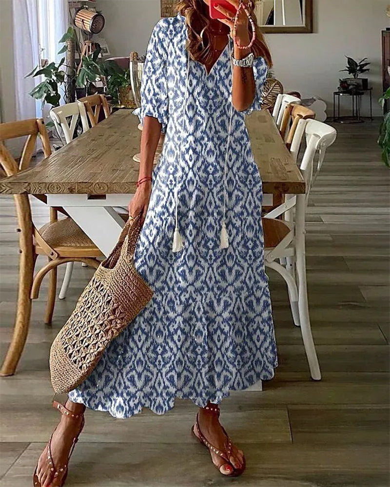 Sophia - Robe d'Été Boho Vintage avec Décolleté en V