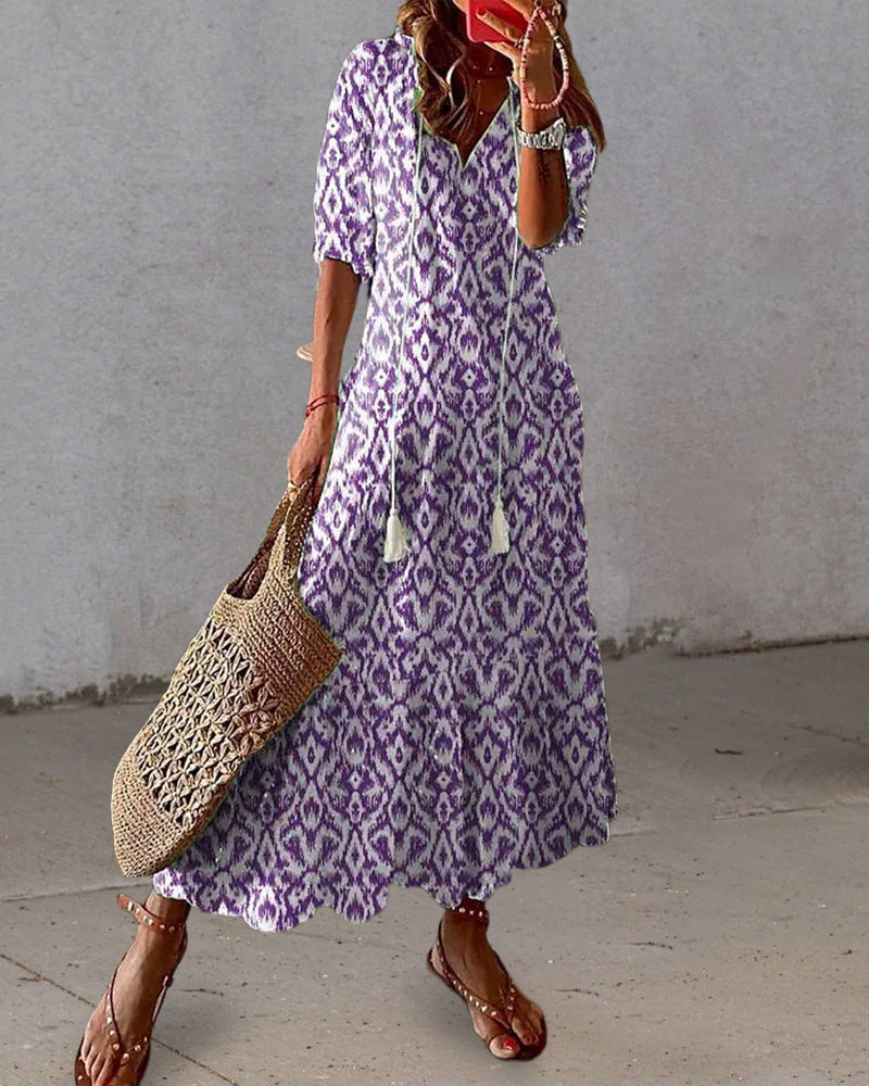 Sophia - Robe d'Été Boho Vintage avec Décolleté en V