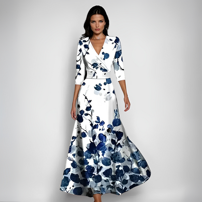 Delores - Robe longue à fleurs avec manches longues