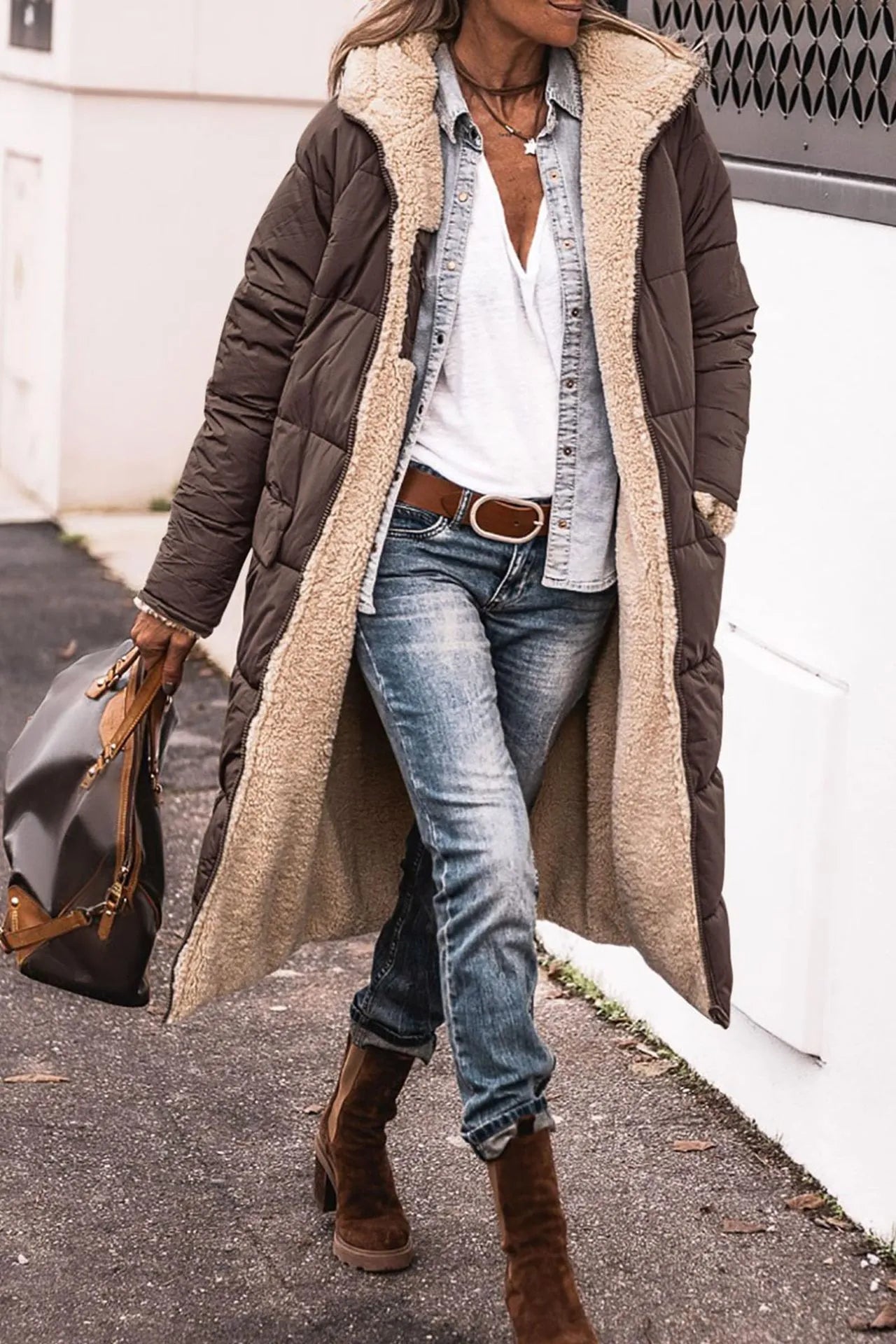 Johna – Manteau Réversible en Sherpa Luxe