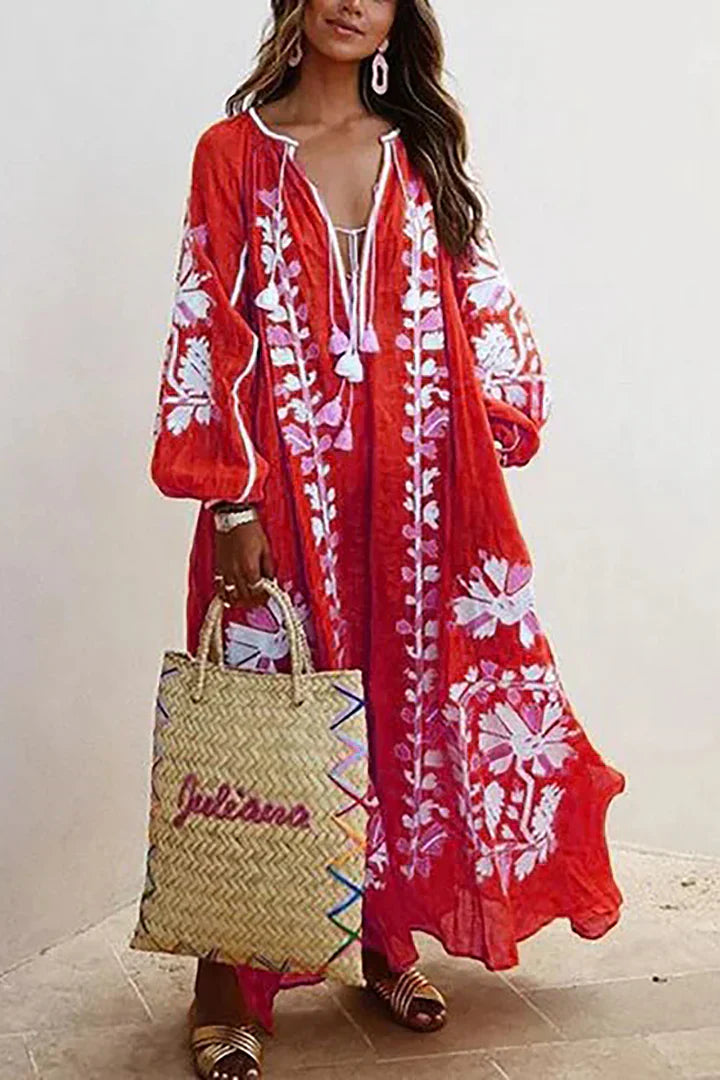 Nelia - Robe Bohémienne Florale Été Aérée