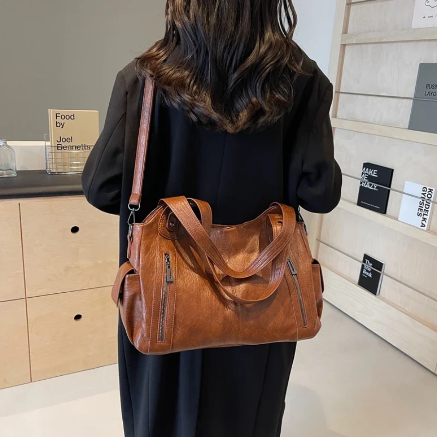 Uma - Sac à Bandoulière Grande Capacité avec Double Fermeture Éclair