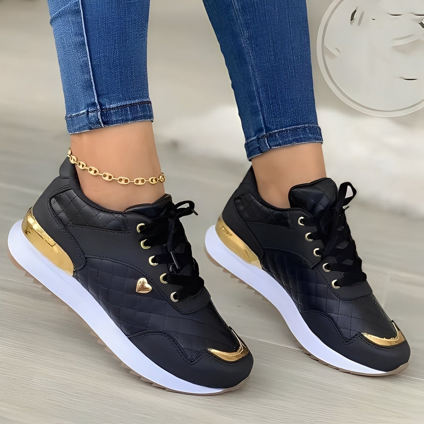 Agnès - Chaussures à lacets à carreaux pour femmes
