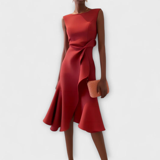 Juliette – Robe Midi Asymétrique Drapée