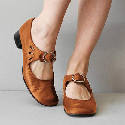 Beatrice - Sandales en Cuir à Talon et Boucle Ajustable Orthopédique