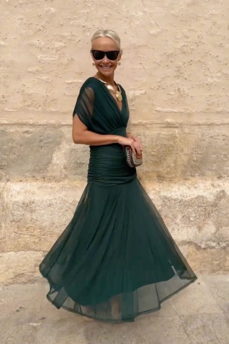 Louise | Robe Maxi Élégante de Fête avec Col en V