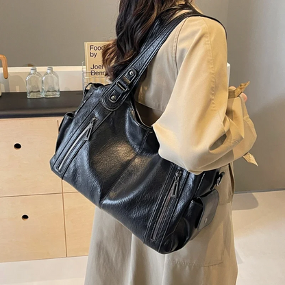 Uma - Sac à Bandoulière Grande Capacité avec Double Fermeture Éclair