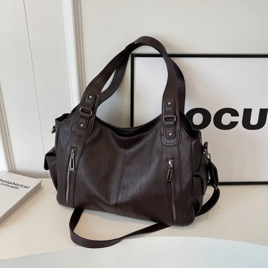 Uma - Sac à Bandoulière Grande Capacité avec Double Fermeture Éclair
