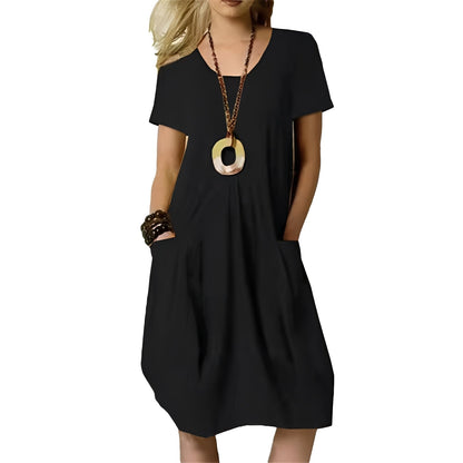 Sabrina - Robe élégante ample avec col rond pour femme