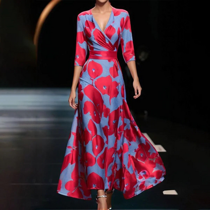 Leyla - Robe enveloppante florale intemporelle