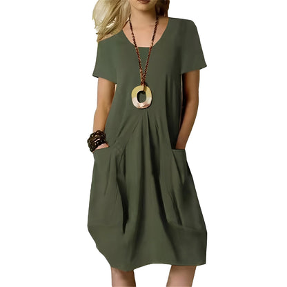 Sabrina - Robe élégante ample avec col rond pour femme
