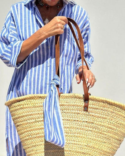 COLEN - ROBE CHEMISE CLASSIQUE À RAYURES AVEC CORDON