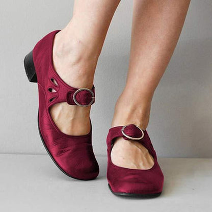 Beatrice - Sandales à Talon en Cuir avec Boucle Orthopédique
