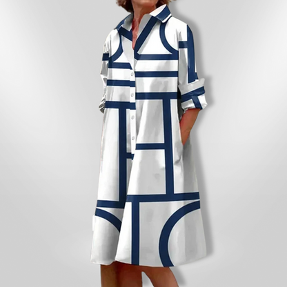 Lynna – Robe Midi Décontractée avec Poches et Boutons