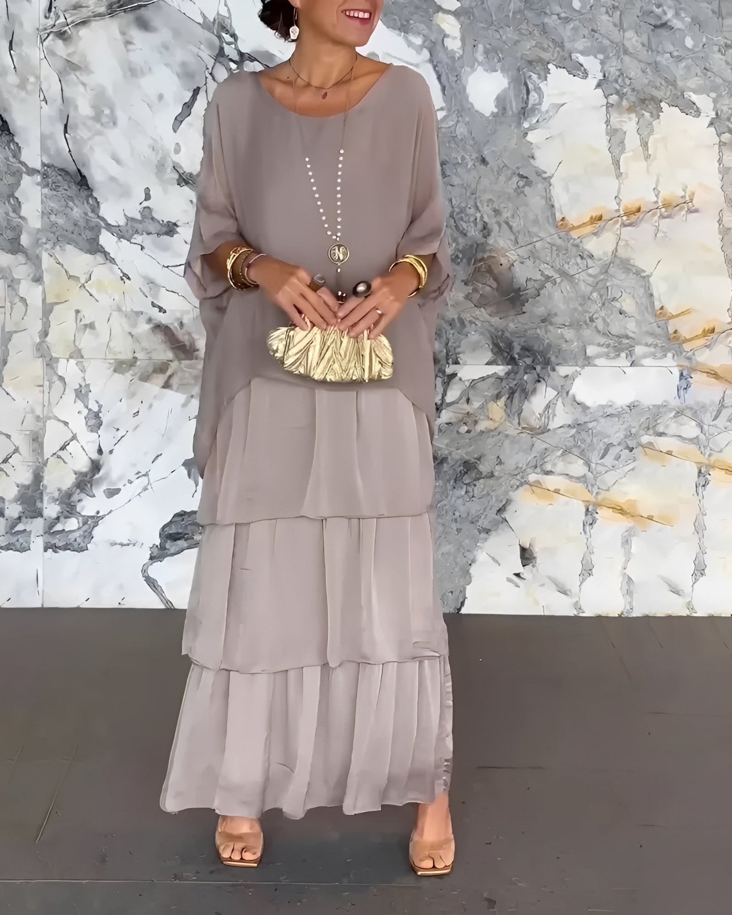 Lillian - Robe en georgette élégante et ample pour femmes