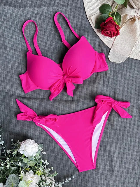 AquaLivv - Bikini push-up avec noeud