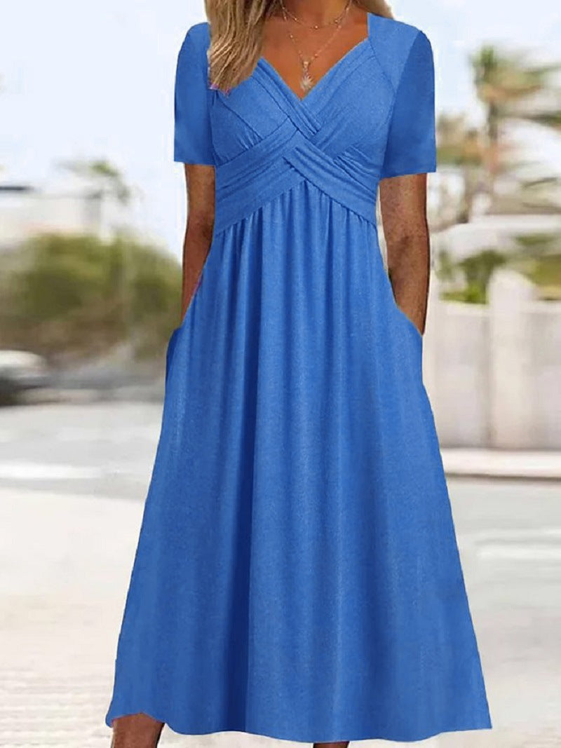 Annabelle - Robe Croisée à Manches Courtes