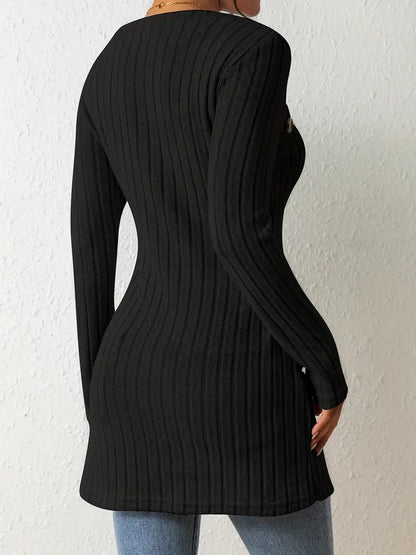 Julia™ - Haut Asymétrique à Côtes à la Mode
