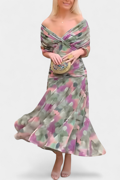 VIVIAN | ROBE LONGUE À FLEURS AVEC ENCOLURE EN V