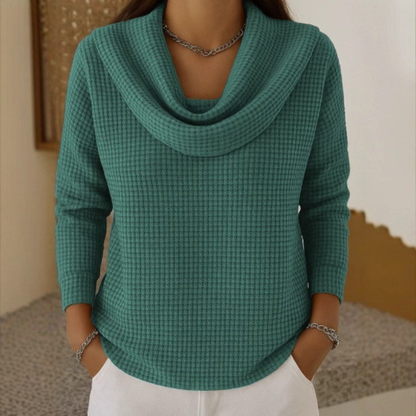 Ambre™ – Pull en Maille Gaufrée avec Col Bénitier Élégant
