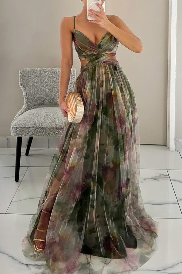 Alina – Robe longue à décolleté en V pour les invités de mariage
