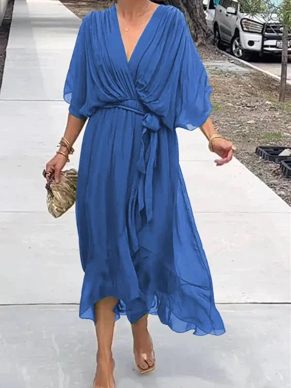 Loisa - Robe en Chiffon Élégante avec Décolleté en V