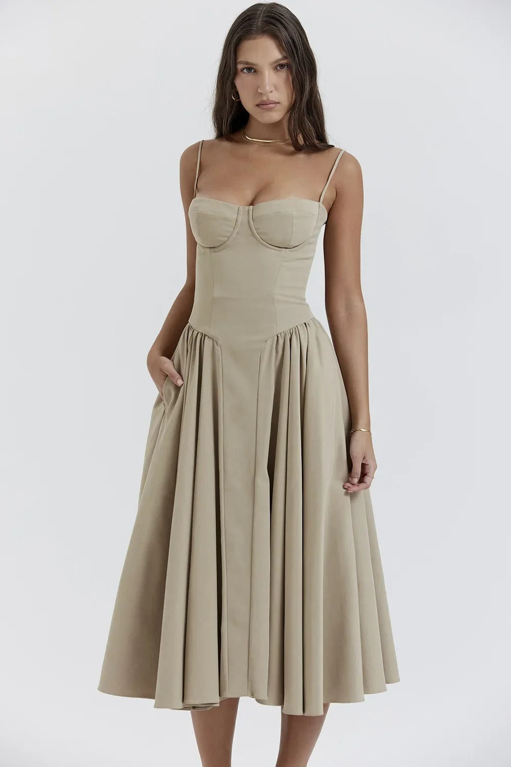 Jutte - Robe Midi Sans Manches pour Femmes