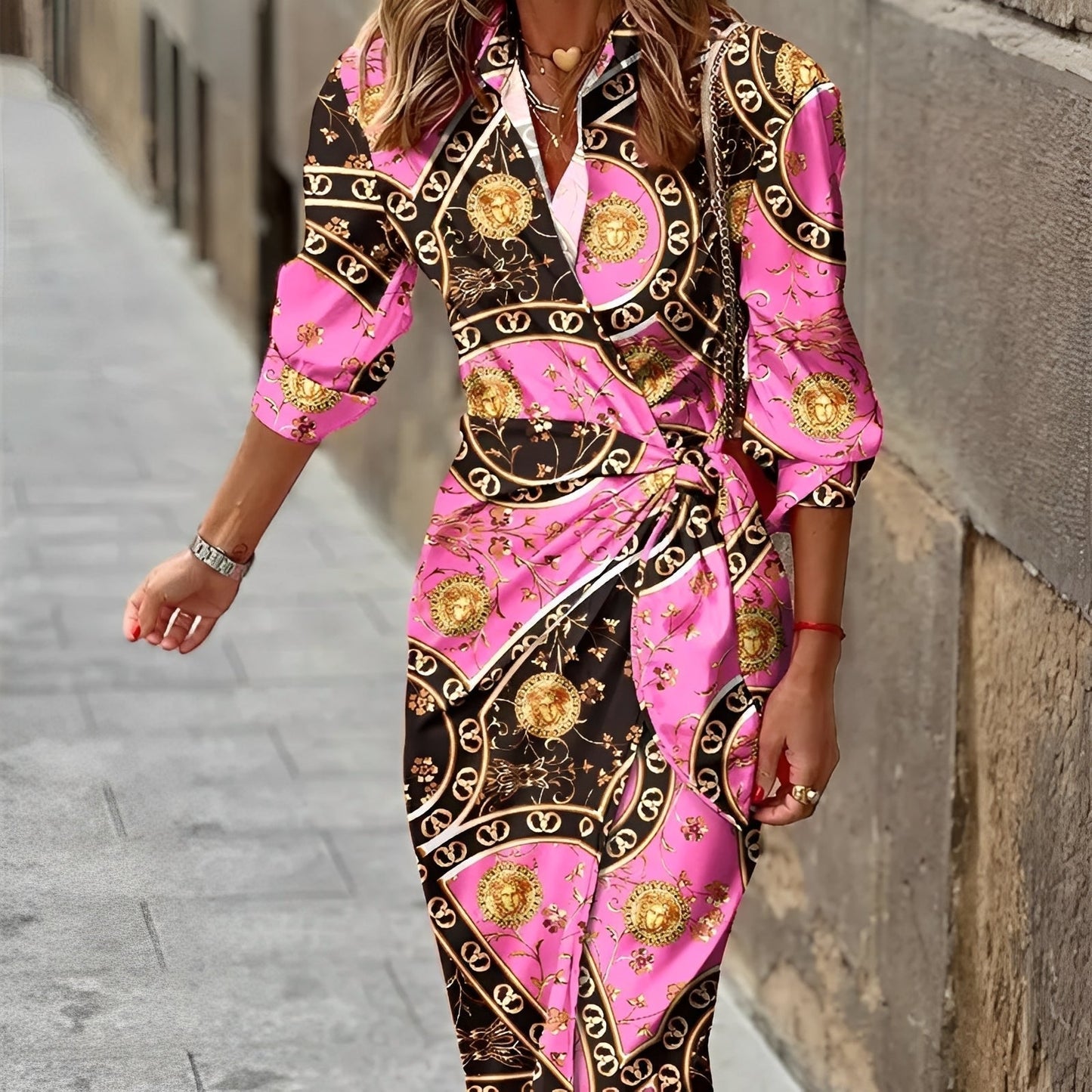Kristina - Robe croisée élégante avec col pour femmes