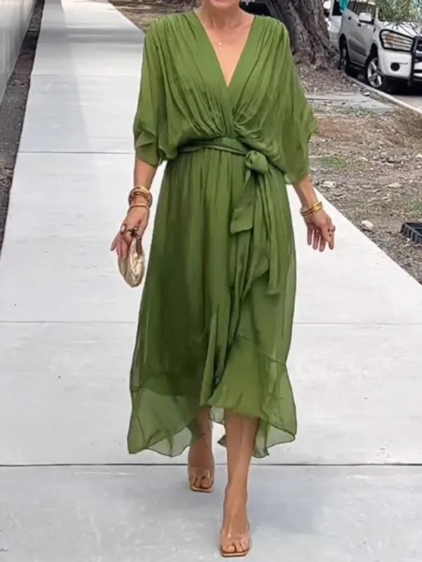Loisa - Robe en Chiffon Élégante avec Décolleté en V