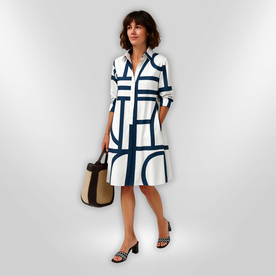Lynna – Robe Midi Décontractée avec Poches et Boutons