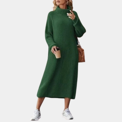 Robe-pull longue col roulé pour femme | Midi