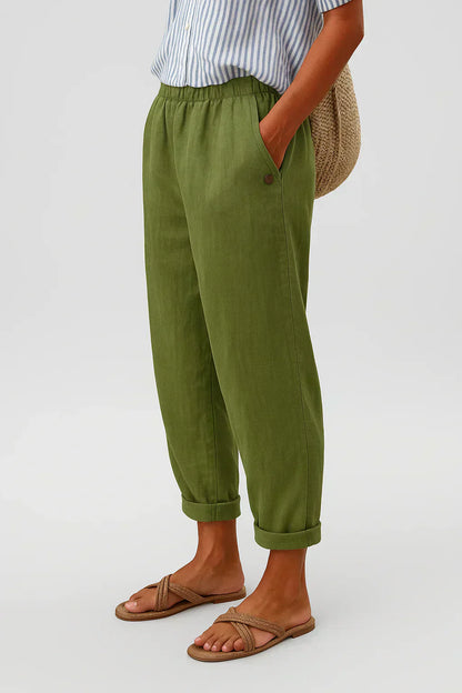 Edith - Pantalon Léger en Lin et Coton Élégant