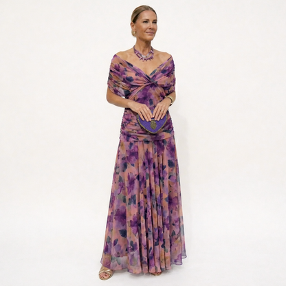 Velora™ | Robe Fleurie Longue avec Décolleté en V