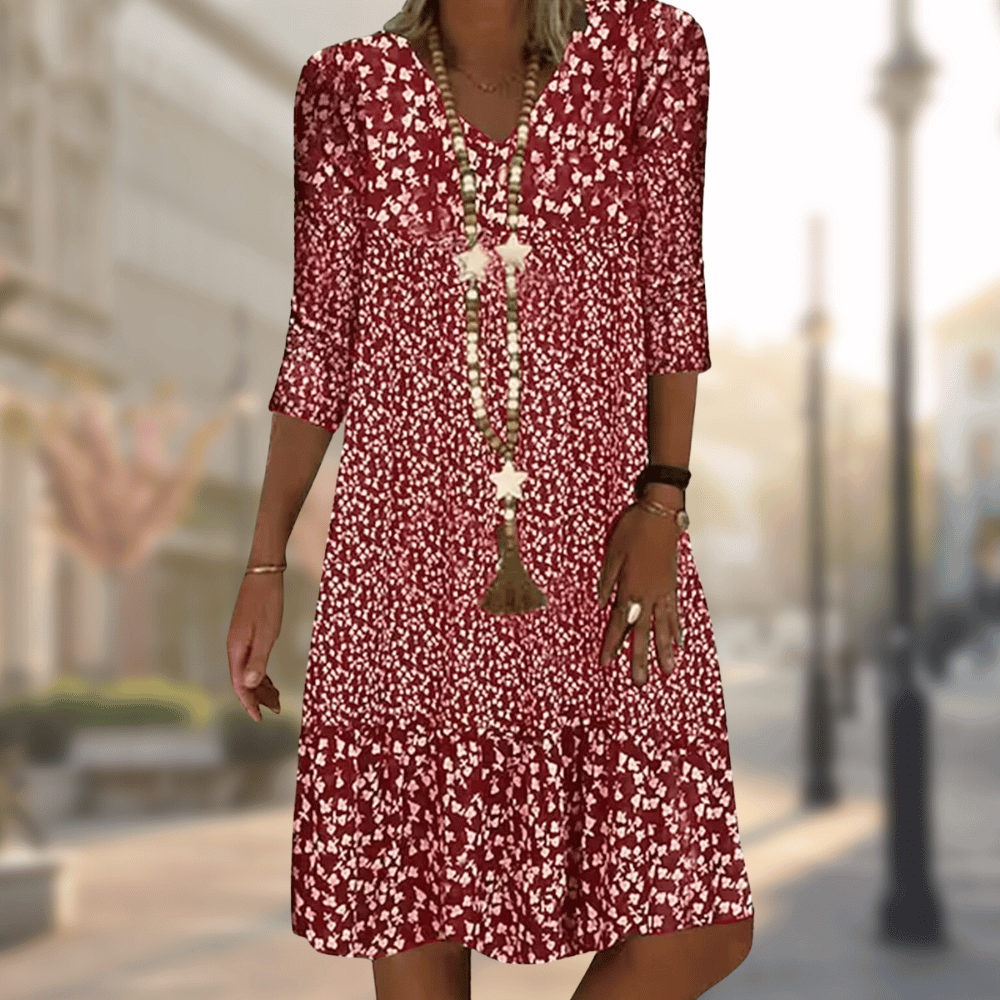 Amelie - Robe midi avec décolleté en V et imprimé floral