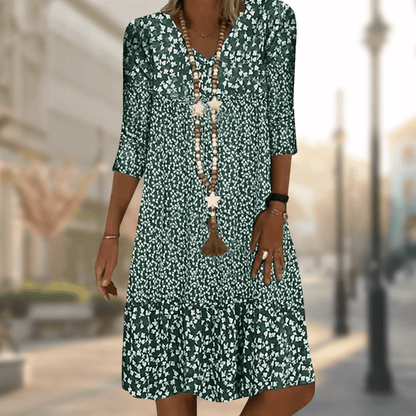 Amelie - Robe midi avec décolleté en V et imprimé floral