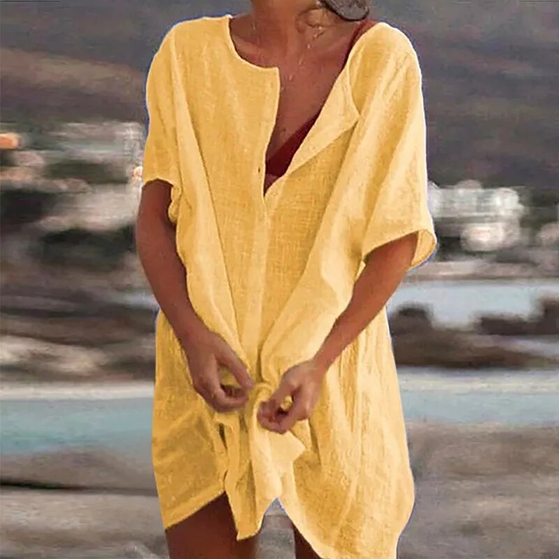 Hilda – Robe décontractée en coton et lin