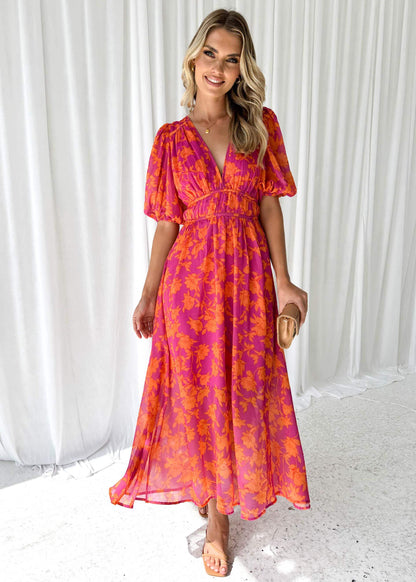 Kathy - Robe maxi élégante avec décolleté en V