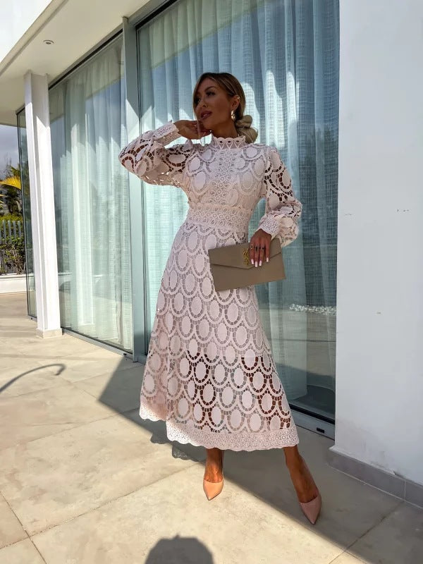 Luna™ – Robe Midi en Dentelle Harmonie Céleste