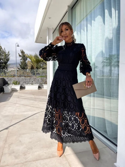 Luna™ – Robe Midi en Dentelle Harmonie Céleste