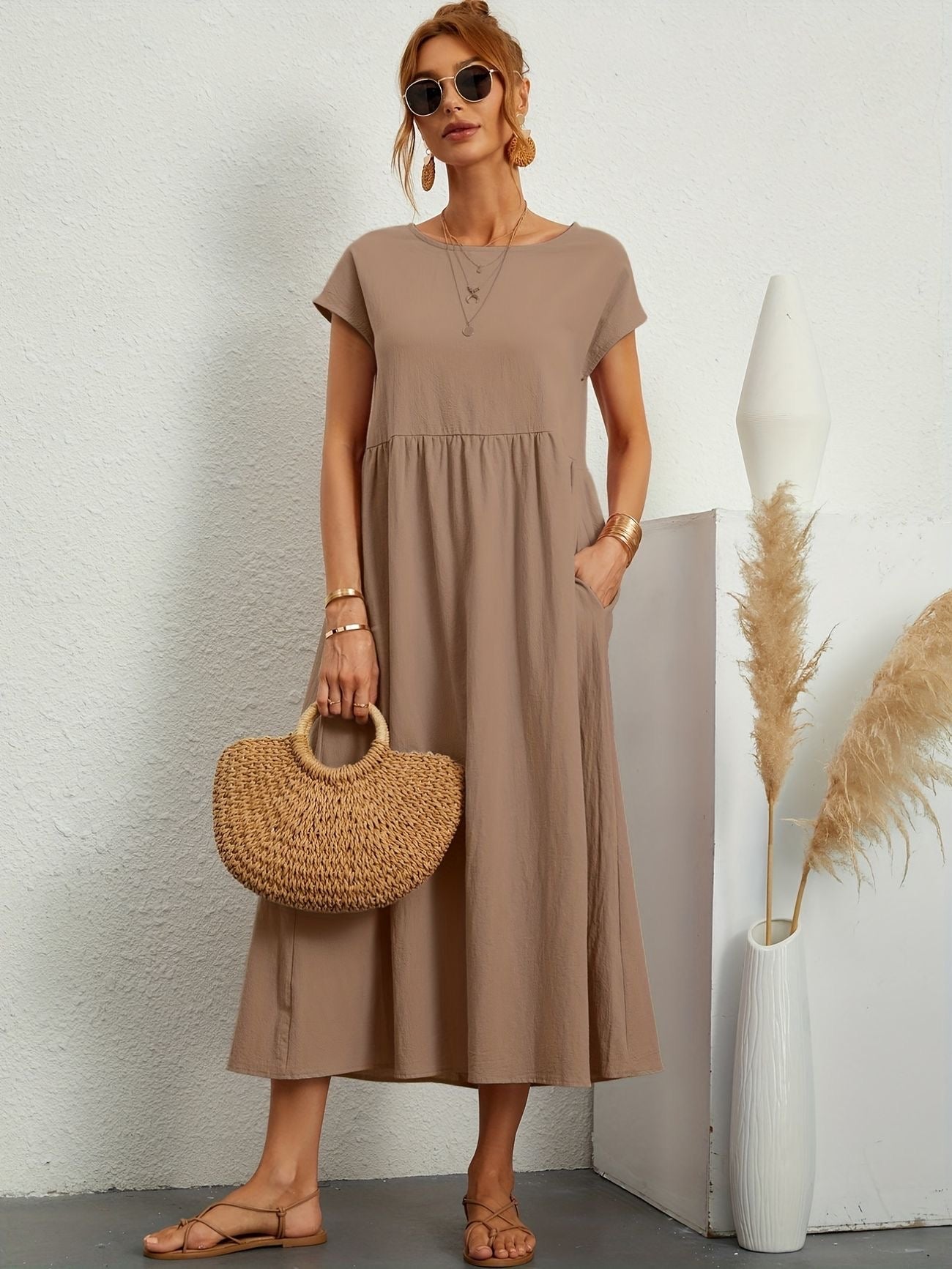 Camell - Robe à Col Ronde