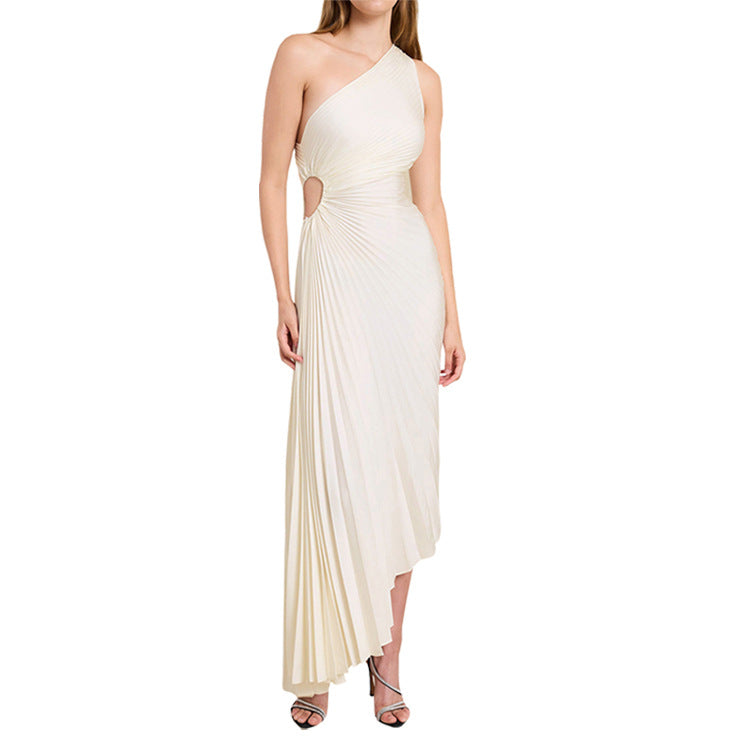 Sylviana - Robe Midi Plissée à Une Épaule