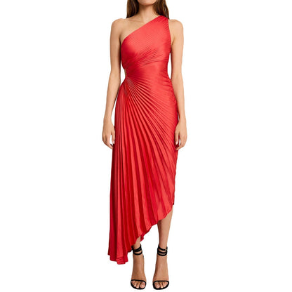 Sylviana - Robe Midi Plissée à Une Épaule