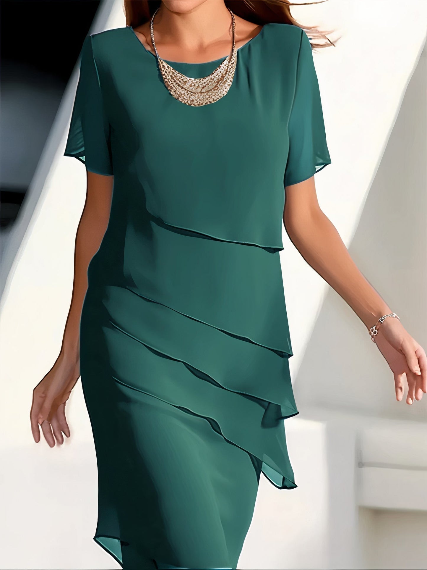 Emmeline - Élégant Robe en Chiffon Plissé