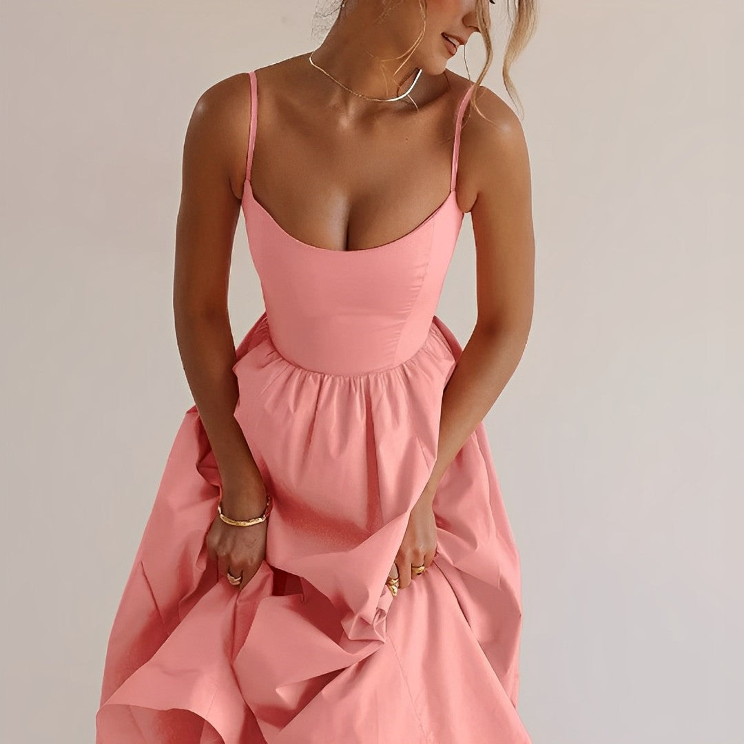 Fabiana – Robe à fines bretelles et coupe froncée