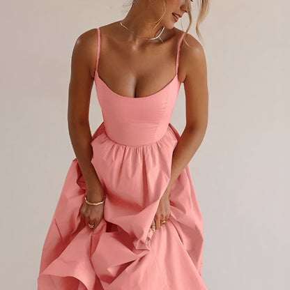 Fabiana - Robe évasée pour femme avec bretelles fines et volants