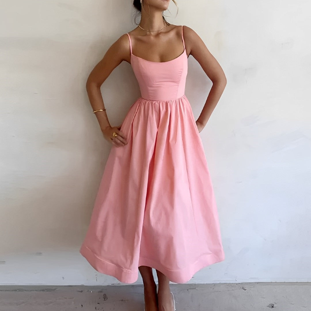 Fabiana - Robe évasée pour femme avec bretelles fines et volants