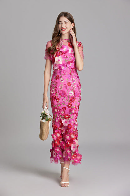 Andrea - Robe maxi transparente avec broderie délicate