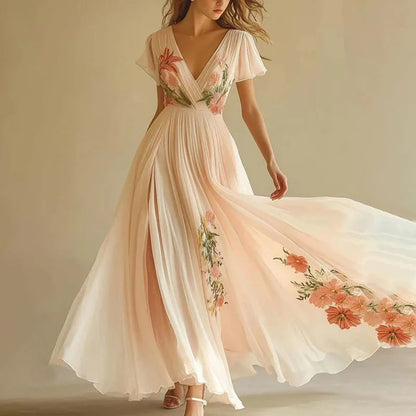 Rosa | Robes de soirée élégantes avec décolleté en V et taille haute