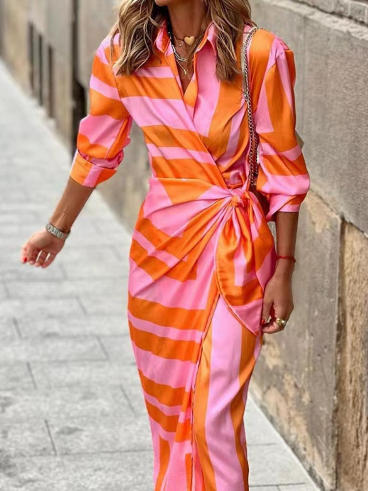 Clarissa | Robe Chemise Midi Rayée